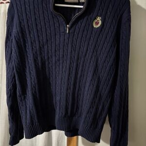 Croft & Barrow Dark Blue Cable Knit Sweater with Emblem